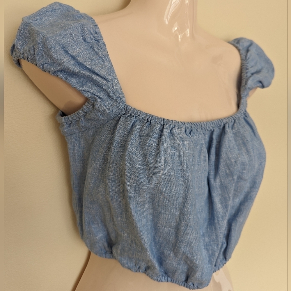 Aritzia Wilfred ethereal linen top small blue - Picture 7 of 14